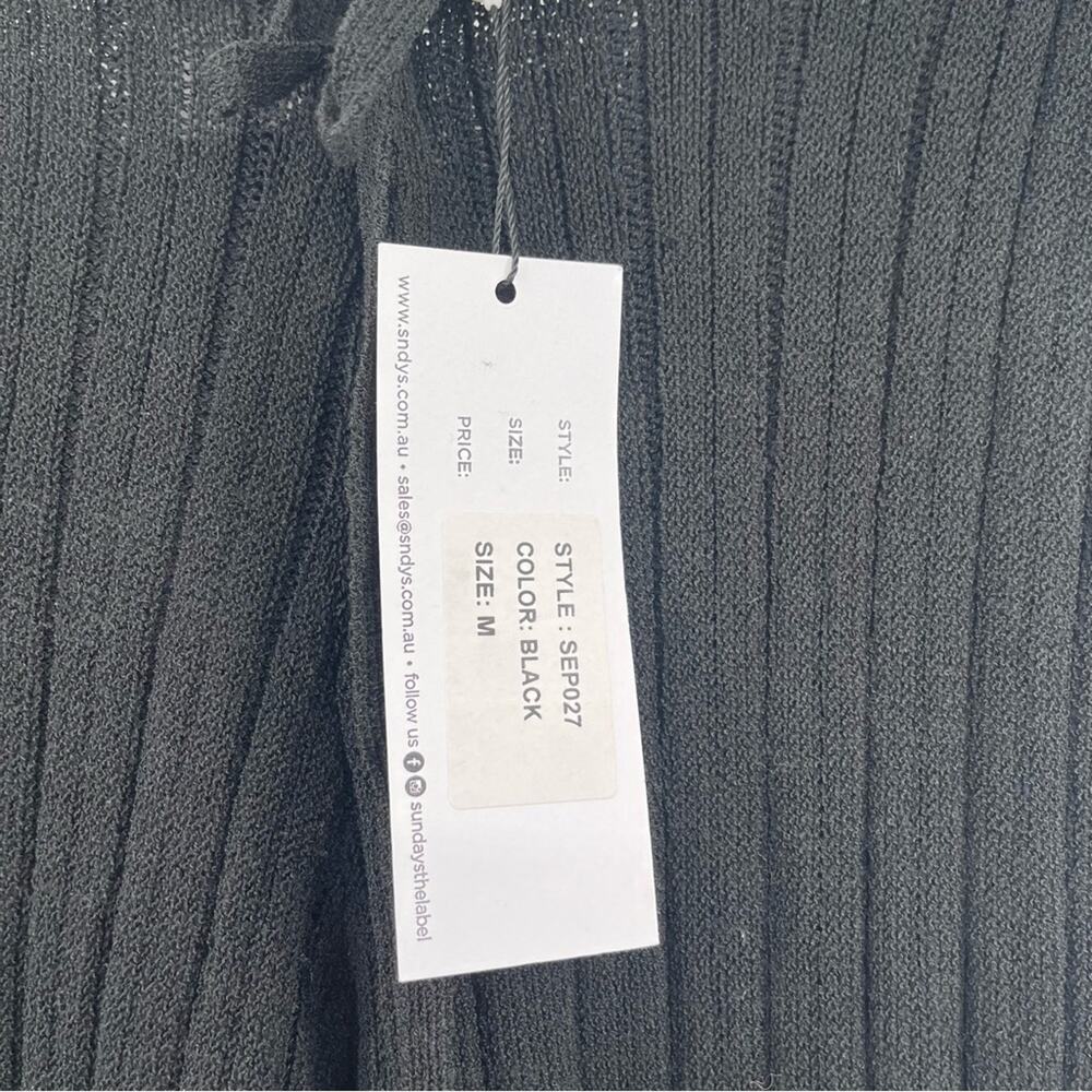 SNDYS Everyday Lounge x Revolve Baha Ribbed Knit Wide Leg Pants Black Medium NWT - Picture 9 of 16